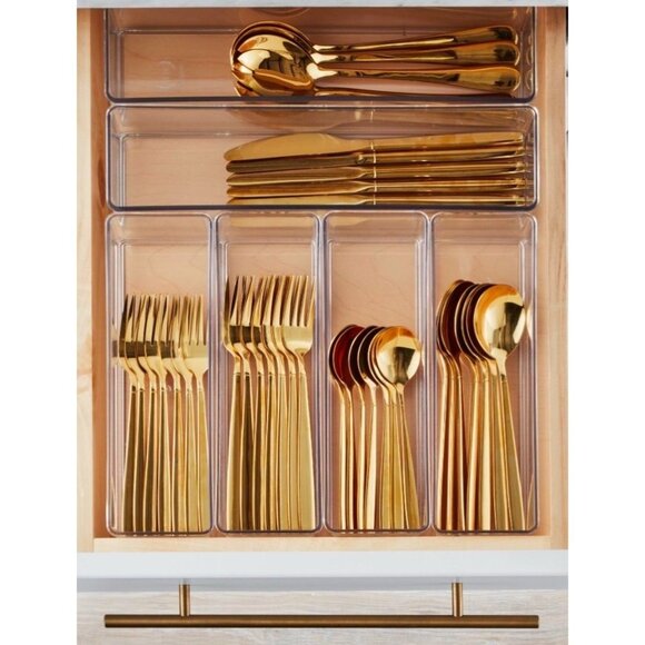 The Home Edit 6 piece drawer storage clear acrylic organizers NIB - Picture 2 of 5